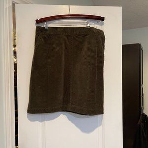 Talbots Olive Green Corduroy Mini Skirt, size 14, NWT